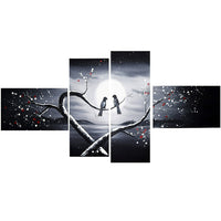 Designart – Imprimé sur toile, Oiseaux amoureux, 4 panneaux, 60 po x 32 po, (PT1221G)-Imprimé
