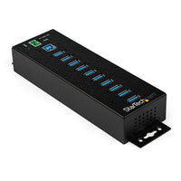 StarTech - Hub industriel USB 3.0 à 10 ports avec adaptateur d’alimentation externe-Protège vos appareils connectés avec une protection ESD de 15kV dans l’air et 8kV au contact