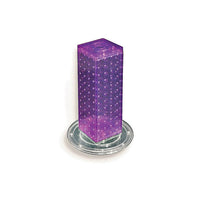 Azar Displays – Présentoir rotatif de comptoir à panneaux perforés sur 4 côtés, 4 x 4 x 12 (po), violet (700220-PUR)-Les quatre panneaux perforés s’emboîtent et reposent sur une base rotative en plastique transparent de 9 pouces de diamètre