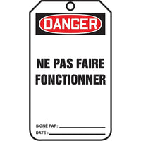 Accuform Signs - Étiquettes De Verrouillage, Plastique, 3-3/8po La X 5-7/8po H, Français, paquet de 25-Hauteur 5-7/8po