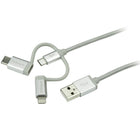 StarTech.com - Câble USB à plusieurs chargements, Lightning, USB-C, Micro-B, tressé, 3,3 pi (LTCUB1MGR)-Câble de chargement 3-en-1 qui vous permet de recharger vos appareils mobiles Apple, USB Type-C et Micro-USB partout où vous allez