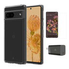 AXS - Ensemble de depart - etui ULTRA CLEAR transparent, protecteur d'ecran et chargeur 30W pour Google Pixel 7-etui resistant aux chutes avec des poches d'air absorbant les chocs