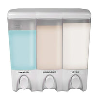 Clear Choice – Distributeur à savon avec 3 réservoirs, blanc-Élimine tout encombrement, les compartiments se détachent du mur pour un nettoyage et un remplissage faciles