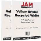 JAM Paper Papier cartonné bristol, fini vélin, 8 1/2 x 11 po, blanc, paquet de 100-Blanc