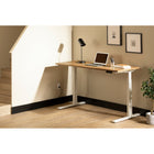 South Shore - Ezra Bureau assis debout Chêne nordique et Blanc-SURFACE EN MÉLAMINE : la surface spacieuse résistante à l’eau et aux égratignures sera idéale pour votre ordinateur portable et une prise de notes efficace.