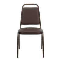 Flash Furniture – Chaise banquet empilable HERCULES à dossier trapèze, siège 1,5 po, cuivré, vinyle brun (FDBHF2BN)-Chaise de banquet multi-usages
