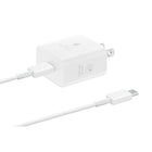 Samsung - Adaptateur secteur de voyage 25 W avec câble USB-C vers USB-C - Blanc-Booste votre station de travail avec une charge ultra rapide jusqu'à 25 W