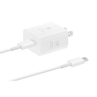 Samsung - Adaptateur secteur de voyage 25 W avec câble USB-C vers USB-C - Blanc-Booste votre station de travail avec une charge ultra rapide jusqu'à 25 W