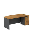 Bush – Coquille de bureau à devant arqué 72 po Westfield et classeur sur roulettes 2 tiroirs, cerisier naturel et gris graphite-La surface en stratifié Diamond Coat résiste aux égratignures et aux taches et reste belle même après des années
