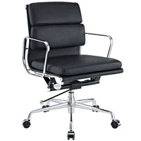 Plata Import – Fauteuil de bureau Lark, dossier bas, noir (LS-1021-BLACK)-Revêtement polyuréthane