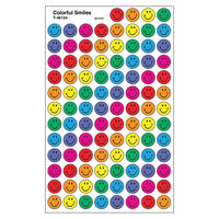 Autocollants Trend Enterprises Superspots, sourires colorés, paquet de 8000-Des autocollants mignons et colorés aident à mettre en lumière les bons comportements, à stimuler la motivation et à maintenir les bonnes habitudes.