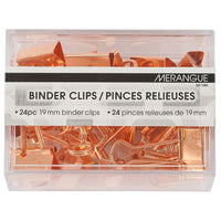 Merangue - Pinces relieuses de 19 mm, or rose, paquet de 24-Pinces relieuses de 19 mm