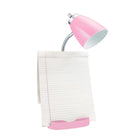 LimeLights -Lampe de bureau organisateur à col de cygne de 18 1/2 po avec support et port USB - Rose-Tête et base en plastique rose