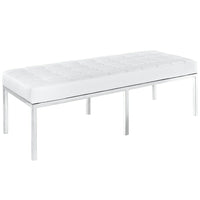 Nicer Furniture - réplique du banc Florence trois places - blanc-Cadre en acier inoxydable