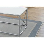 Monarch Specialties - 7951P Ens De Tables - 3Pcs/Blanc/Metal Argent-La table rectangulaire offre un espace accru pour les livres, appareils électroniques ou autres objets de décoration