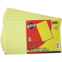 Hilroy – Tablettes de calcul , 8-3/8 po x 13-3/4, ligné large, canari, 90 feuilles, paq./5-Tablettes au bord supérieur collé avec du papier lisse de 16 lb et couverture arrière rigide 