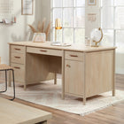 Sauder 66"W La Collection Whitaker Point Bureau Ministre - Finition Natural Maple-   Surface de travail spacieuse pour ordinateur portable, bloc-notes, lampe, etc