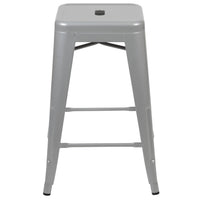 Flash Furniture Tabouret De Bar 24" - Empilable-Argent - Paquet De 4 (4ET3132024SVR)-Tabouret industriel moderne en métal argenté