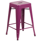 Tabouret de comptoir sans dossier de 24 po, intérieur/extérieur, violet (ET-BT3503-24-PUR-GG)-Tabouret moderne empilable de style industriel