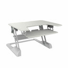 Support poste de travail assis debout TygerClaw (TYDS14014)-Le plateau clavier ergonomique maintient un décalage de hauteur entre le clavier et le moniteur pour éviter les tensions cervicales sans réglages manuels en position assise ou debout