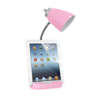 LimeLights -Lampe de bureau organisateur à col de cygne de 18 1/2 po avec support et port USB - Rose-Dimensions: 6.5" x 7" x 18.5 "