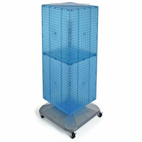 Azar Displays – Présentoir de sol à panneaux perforés emboîtables sur 4 côtés et à roulettes, 40 x 14 x 14 po, bleu (701436-BLU)-Pivote sur une base carrée à roulettes