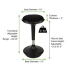 Uncaged Ergonomics – Tabouret Wobble, siège à position assise active pour les bureaux debout, noir-NOUVEAU SIÈGE ROND SANS CADRE PLUS GRAND : Le siège en tissu à diamètre de plus de 13 po est chic et doté de plus de 3 po de coussin en mousse moulée qui contourne le bord sans cadre pour un confort accru.