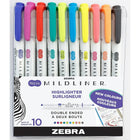 Zebra – Surligneur double pointe style stylo Mildliner, couleurs variées, paquet de 10-Idéal pour l'écriture manuscrite et les applications créatives