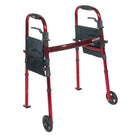 Drive Medical - Déambulateur de voyage pliant de luxe, équipé de roues de 5 pouces et de pieds escamotables-Rouge, aluminium