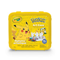 Crayola - Mallette artistique Pokémon-Comprend 1 coffret réutilisable en plastique, 24 crayons de cire, 12 marqueurs à trait fin, 10 marqueurs à trait large, 3 personnages sur pied, 16 pages à colorier, 16 feuilles de papier, 3 feuilles d'autocollants et 1 affiche.