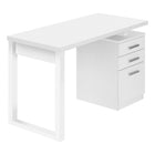 Monarch Specialties - 7690 Bureau 48 po L - Blanc Orientation Gauche Ou Droite-Bureau d'ordinateur avec 3 tiroirs de rangement et un dessus de bureau flottant au fini blanc