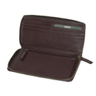 Roots - Portefeuille mince à deux volets et à glissière pour dames - Merlot-1 poche à soufflet