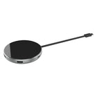 Hub de chargement sans fil JCPal Elex USB-C avec adaptateur HDMI, USB-PD et USA-A -Coque en aluminium durable avec base noire et cadre argenté. Contient 5 ports et chargement sans fil
