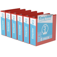 Davis Group Super offre Easyview, Reliure View à anneaux ronds 3 po, personnalisable, paquet de 6 - Rouge-3 Reliure À Anneaux
