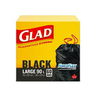 Glad - Grands sacs à ordures noirs ForceFlex - 90 L - Paquet de 60-SACS À ORDURES NOIRS: Boîte de 60 grands sacs à ordures de Glad d’une capacité de 90 L.