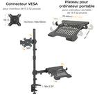 SHOPPINGALL Support extra haut entièrement ajustable pour double écran et ordinateur portable avec mât de 31,5 pouces pour ordinateur portable jusqu'à 17" Moniteurs jusqu'à 32" - SA-LH09L-Noir-[Nos bras offrent une inclinaison de +90° à -85°, un pivotement de ±90° et une rotation de 360° pour des angles de vue optimaux. Le point fort est le mât extra haut de 80 cm / 31,5", qui facilite la transition entre les positions assise et debout.