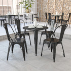 Flash Furniture – Ensemble avec table et 2 chaises empilables, intérieur/extérieur, métal, noir (CH31330230BK)-Structure en acier galvanisé