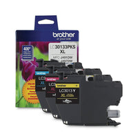 Brother - Cartouches d'encre couleur LC30133PKS, haut rendement, paquet de 3-Cartouches d'encre couleur authentiques Brother LC30133PKS, rendement standard, paquet de 3 : 1 cyan, 1 magenta et 1 jaune.