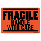 SPC - Étiquette Adhésive "Handle with Care" - 2 po x 3 po - Noir Sur Rouge Fluorescent - Paquet de 500-Étiquette adhésive "Fragile Handle with Care"