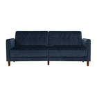 Futon Pin Tufted Transitional - Velours Bleu-Design rétro avec un revêtement en velours doux