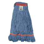 Tête de vadrouille / moppe synthétique de rechange - Bouclée à bandes étroites – Bleue – Moyenne-Manche en métal vendu séparément