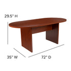 Flash Furniture Table De Conférence Ovale 6' - Cerise (GCTL1035CHR)-35"W x 72"D x 29.5"H