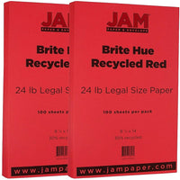 JAM Paper Papier recyclé de couleur vive, 8 1/2 x 14 po, rouge, 200/paquet-rouge