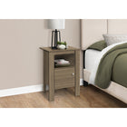 Monarch Specialties - 2136 Table D'Appoint - Table De Chevet Taupe Fonce-Étagère ouverte pour ranger des livres, des revues et des blocs-notes