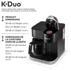 Keurig K-Duo - Cafetière une tasse à la fois pour capsule K-Cup et à carafe  avec fonctions programmables et fonction d'infusion intense - Noir-Grand réservoir d'eau de 1,77 l : le réservoir d'eau de 1,77 l est partagé entre le brassage à portion unique et la carafe, ce qui vous permet d'économiser du temps et de simplifier votre routine matinale. Réservoir amovible pour un remplissage facile