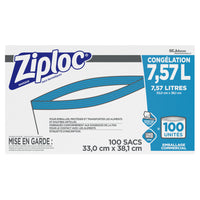 Sacs de congélation Ziploc de deux gallons, 13 po x 15 po, paquet de 100-Protégez vos aliments avec les sacs de congélation de marque Ziploc.