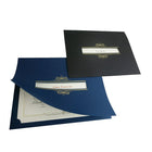St. James – Porte-certificats Regent avec fenêtre, lin, noir, paq./5-Couverture lin noir 80 lb