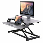 Rocelco - S'asseoir pour se tenir debout surélevé de bureau à hauteur réglable avec plateau à clavier à dégagement rapide - gris-Plateau de clavier fixe pleine taille de 29 po x 10 po