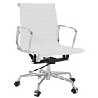 Nicer Furniture - fauteuil de direction à dossier bas - blanc-Cuir pleine fleur sur la surface du siège et du dossier. Siège et dossier moulés en mousse