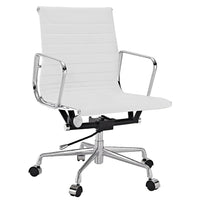 Nicer Furniture - fauteuil de direction à dossier bas - blanc-Cuir pleine fleur sur la surface du siège et du dossier. Siège et dossier moulés en mousse